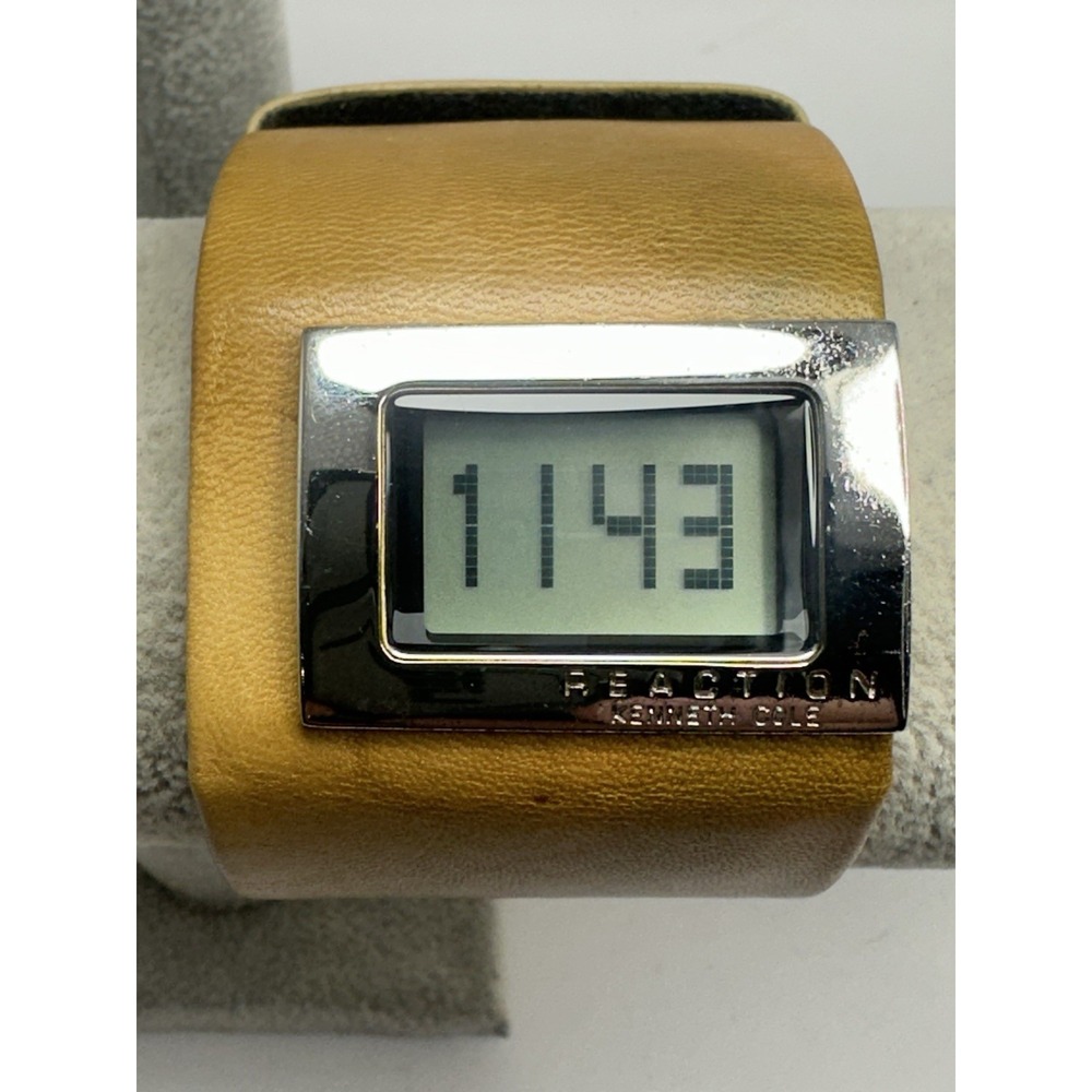 Kenneth Cole RK5035 Mens Digital Watch New Battery 38MM 7.25" Chunky Leather U3